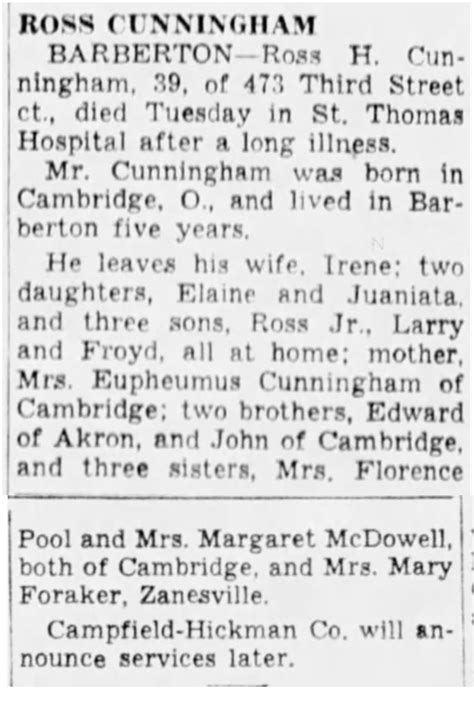 Ross Cunningham, obituary, The Akron Beacon Journal (Akron, Summit ...