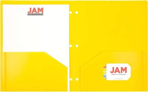 Buy Jam Paper 383Hhpyea Heavy Duty Plastic 3 Hole Punch Two-Pocket ...
