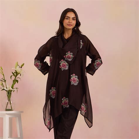 Asymmetric Embroidered Cowl Tunic Sets – OMI