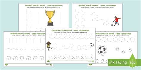 Football World Cup Pencil Control Worksheets English/Afrikaans