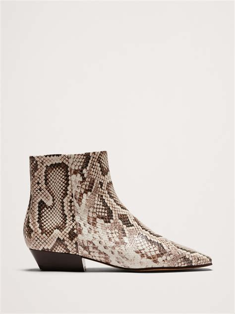 Italian Snake-Print Leather Ankle Boot | Banana Republic