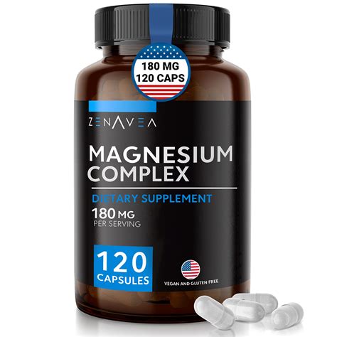Triple Magnesium Complex Supplement (120 Vegan Capsules) - 180mg ...