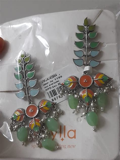 Voylla Traditional Brass Silver Oxidised plated Pastel Colourful ...