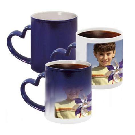 Anniversary :: Personalized Gift :: Blue Heart Handle Magic Mug