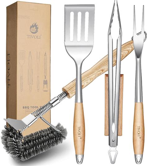 Amazon.com : TIVOLI Grill Set 4PC BBQ Tools Set Grill Accessories with ...