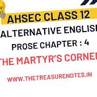 AHSEC Class 12 Alternative English: The Martyr’s Corner Questions ...