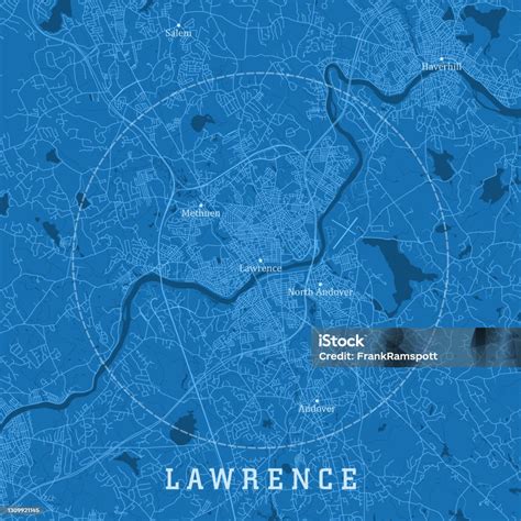 Lawrence Ma City Vector Road Map Blue Text Stock Illustration ...