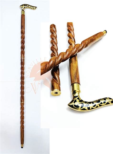 NORVILLE® Stylish Wooden Derby Handle Walking Stick with Rubber Base ...