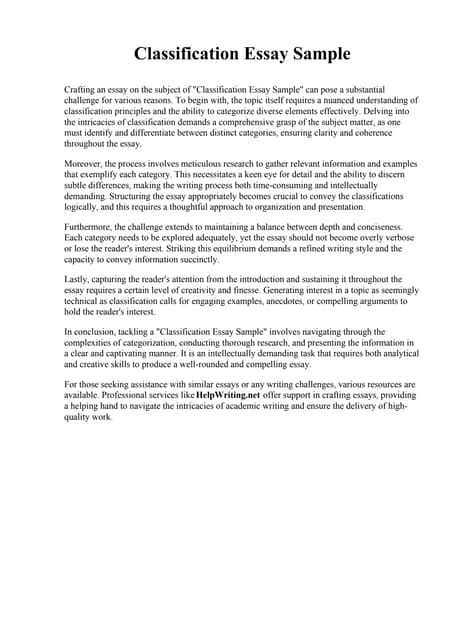 Classification Essay Sample 的图像结果