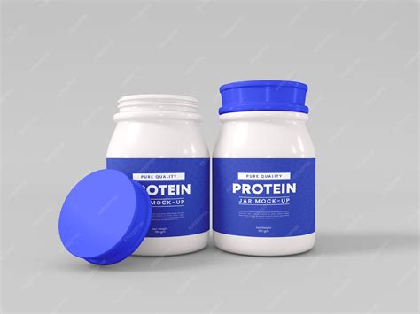 Premium PSD | Plastic whey protein powder jar mockup
