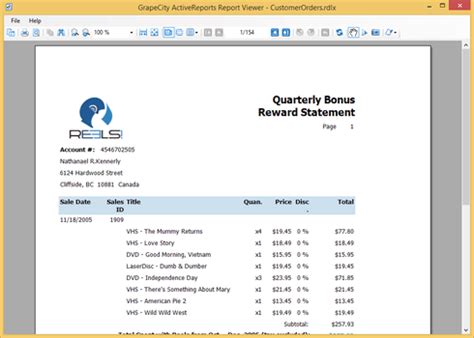 Active Report Viewer 的图像结果