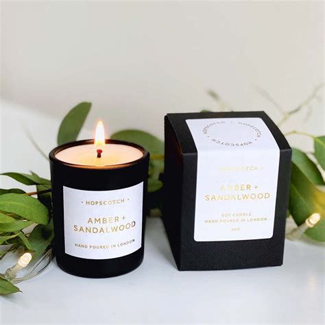 Amber + Sandalwood Scented Soy Candle • HOPSCOTCH
