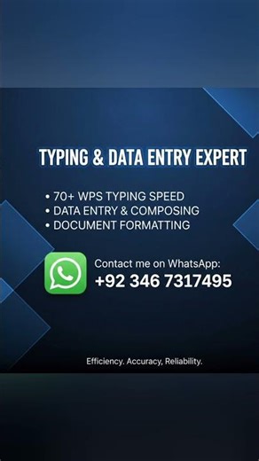 Typing & Data Entry Specialist| 100% Accuracy Guaranted #typing #msword #dataentry