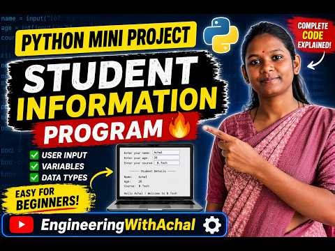 Python Mini Project for Beginners 🔥 | Student Information Program | Easy Hindi Tutorial