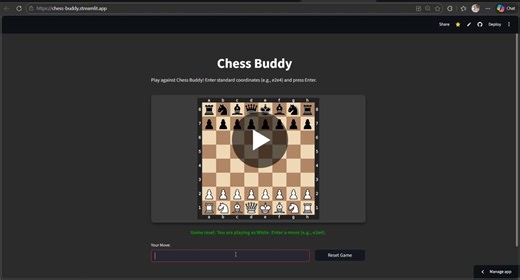 Chess Buddy: Web-Based Chess App with AI Opponent Built with Python and Streamlit | Mahmmed Umar faaruk posted on the topic | LinkedIn