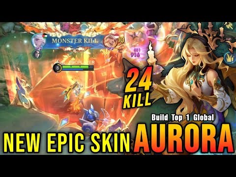 24 Kills!! Candle's Vigil Aurora New EPIC Skin!! - Build Top 1 Global Aurora ~ MLBB