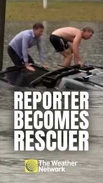 Reporter jumps into flood to rescue trapped driver | #flood