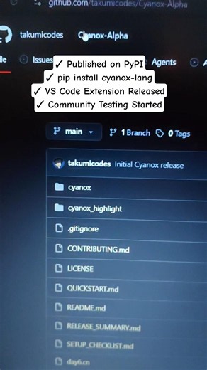 Day 7 of making my own programming language 🔥 | Public release 💯 #python #shorts #cyanox #cyancode