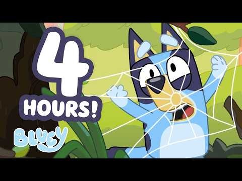 4 HOURS of Bluey Fun! 🔴 Watch out for Cobwebs! 🕷️ 😱 | Bluey