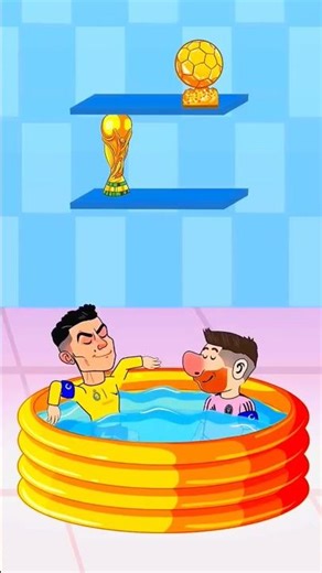 Neymar Steals World Cup! 😱 | Ronaldo vs Messi Pool Prank & Puzzle Challenge | Soccer Cartoon