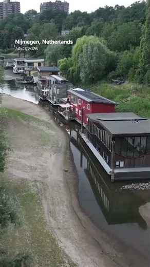 Houseboats sit on dry riverbeds amid Netherlands drought