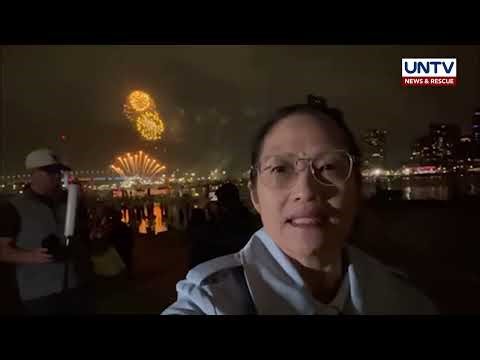 Family fireworks display started early in Docklands in Melbourne, Australia I December 31, 2025