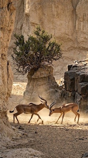 Horns Over the Dry-Wash Pedestal: A Gerenuk Territorial Clash | Wild Thread #Shorts