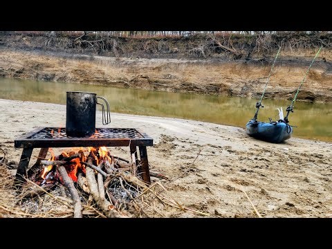 Solo Kayak SANDBAR CAMPING!!! (River Fishing)