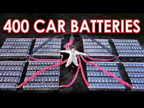 400 car batteries wired together!!