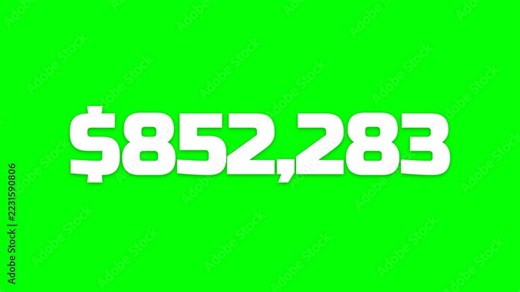 money counting numbers with dollar sign 0 to 1000000 amount money counter animation with green screen in 4k concept of money and currency