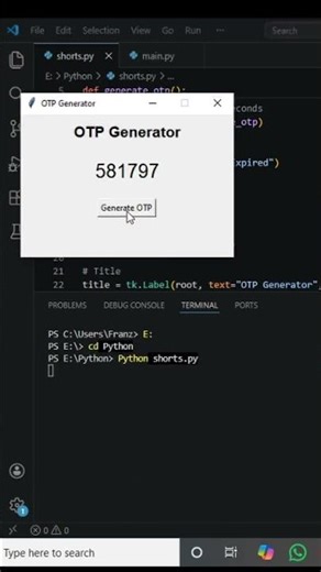 how to create Python OTP generator #python #pythontutorial