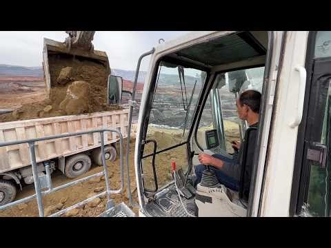 Liebherr 984 Excavator Loading Overburden Onto Mercedes & MAN Trucks - Labrianidis Mining Works