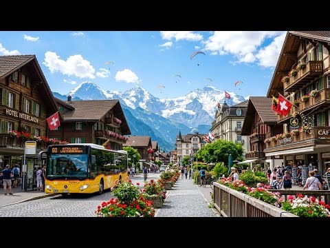 Peaceful Morning Walk In Swiss Town Interlaken, Switzerland🇨🇭Spring In SWITZERLAND