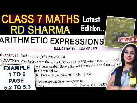 Class 7 Maths Rd Sharma Solutions | Example 1 to 6 Page 5.2 to 5.3 |Chapter 5 Arithmetic Expressions