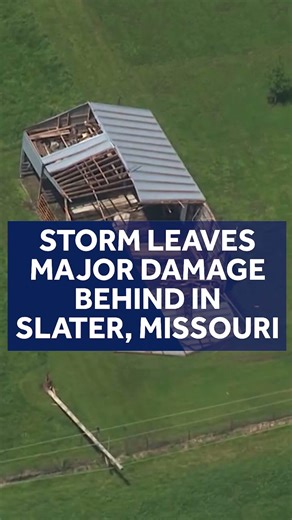 Storm damage in Slater, Missouri sends race cars flying, destroys grain silos