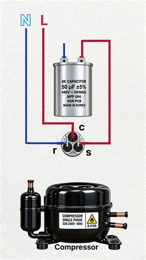 Split A.C Compressor Capacitor Connection Guide #shorts #hvac #engineering