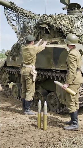 Shells being loaded into a Sherman tank of the Royal Tank Regiment. #ww2history #wwii