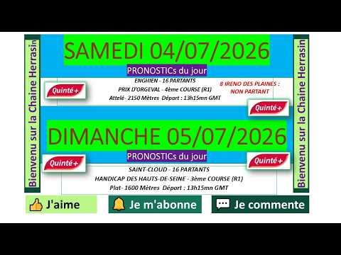 💪✅✅ Quinté SAMEDI 04 et DIMAHCHE 05 Juillet 2026 ✅Bases et Sélection Sérieuse / HERRASIN. bon gain