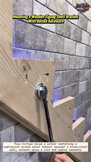 Mounting a Wooden Zigzag Shelf Bracket With Bolted Hardware