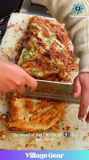 Ever Heard a CRUNCH This Loud?! 🤯 Watch This GIANT Crispy Pancake Get Sliced Up! #pancake #food