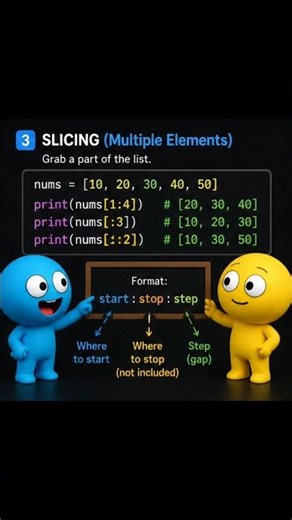 Indexing vs Slicing in Python 🔥 | Master Lists in 30 Seconds#python #explore #fyp