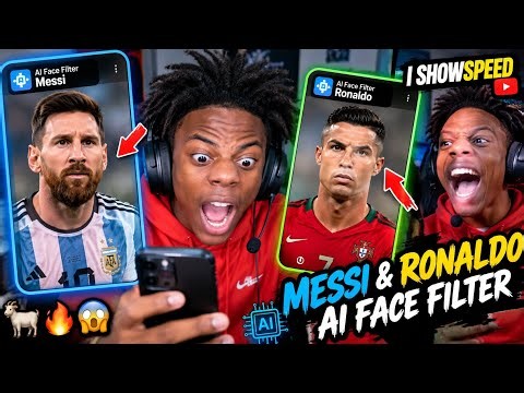 IShowSpeed Tries AI Face Filters of Messi & Ronaldo! 😂⚽