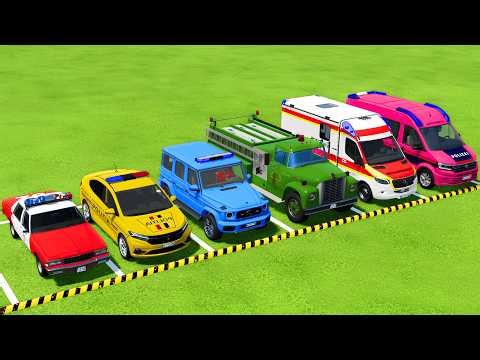POLICE CARS, FIRE DEPARTMENT, AMBULANCE VEHICLES TRANSPORTING WITH MAN TRUCKS ! Farming Simulator 22