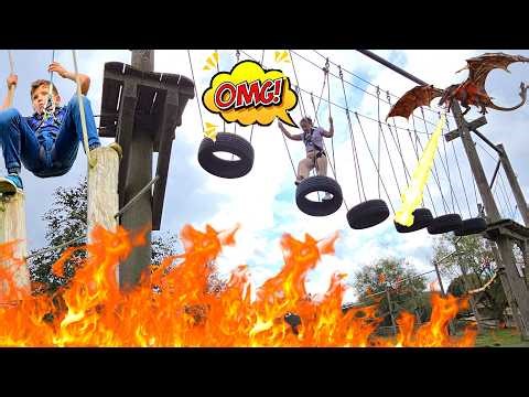 How to SURVIVE Woburn's Giraffe Trail High Ropes!🔥🐉Lava, Dragons, OMG Moments & Funny Fails🦒