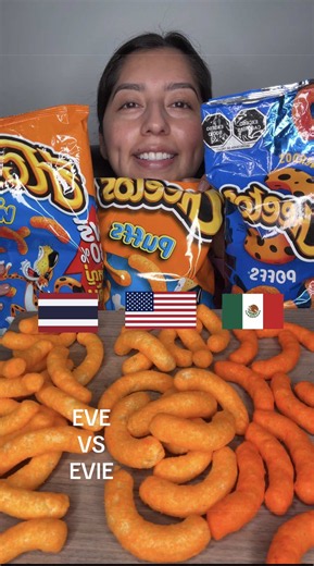 Eve 😇 vs Evie 🤪: Battle of the Puffs 🥊… may the best one win 👀 #EveVsEvie #SnackReview #TasteTest #ASMR