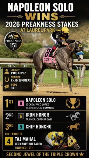 Napoleon Solo STUNS the Preakness 2026 🏇🔥 10-1 Underdog Defeats Iron Honor!