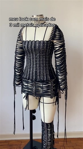 Unique Black Metal Chain Outfit Design on Mannequin