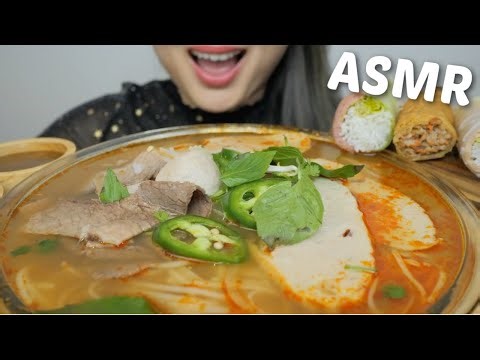 Bún Bò Huế ASMR NO Talking *Spicy Beef Noodle Soup with Spring Roll and Salad Roll | N.E Let's Eat