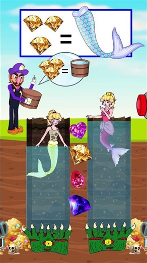 Trade Mermaid Tail for Gold, Silver and Gems - But Monster Tricks Mario to Eat Him P4 #shorts