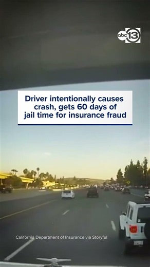 Driver intentionally causes crash, gets 60 days of jail time for insurance fraud